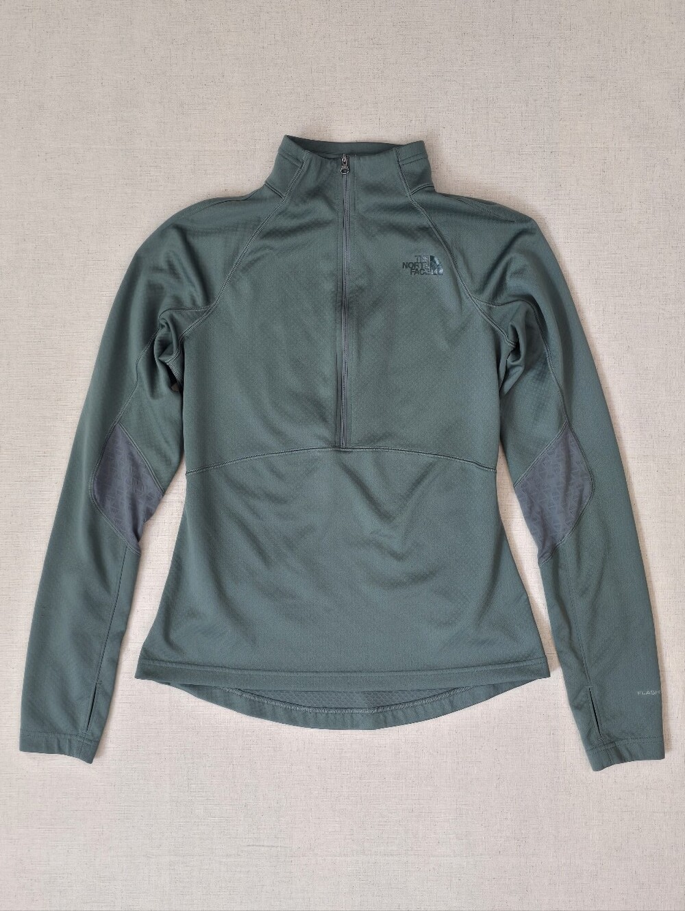 The North Face Flash Dry 1/2 Zip Green and Gray Size Small
